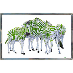 Five Zebras with Green Stripes