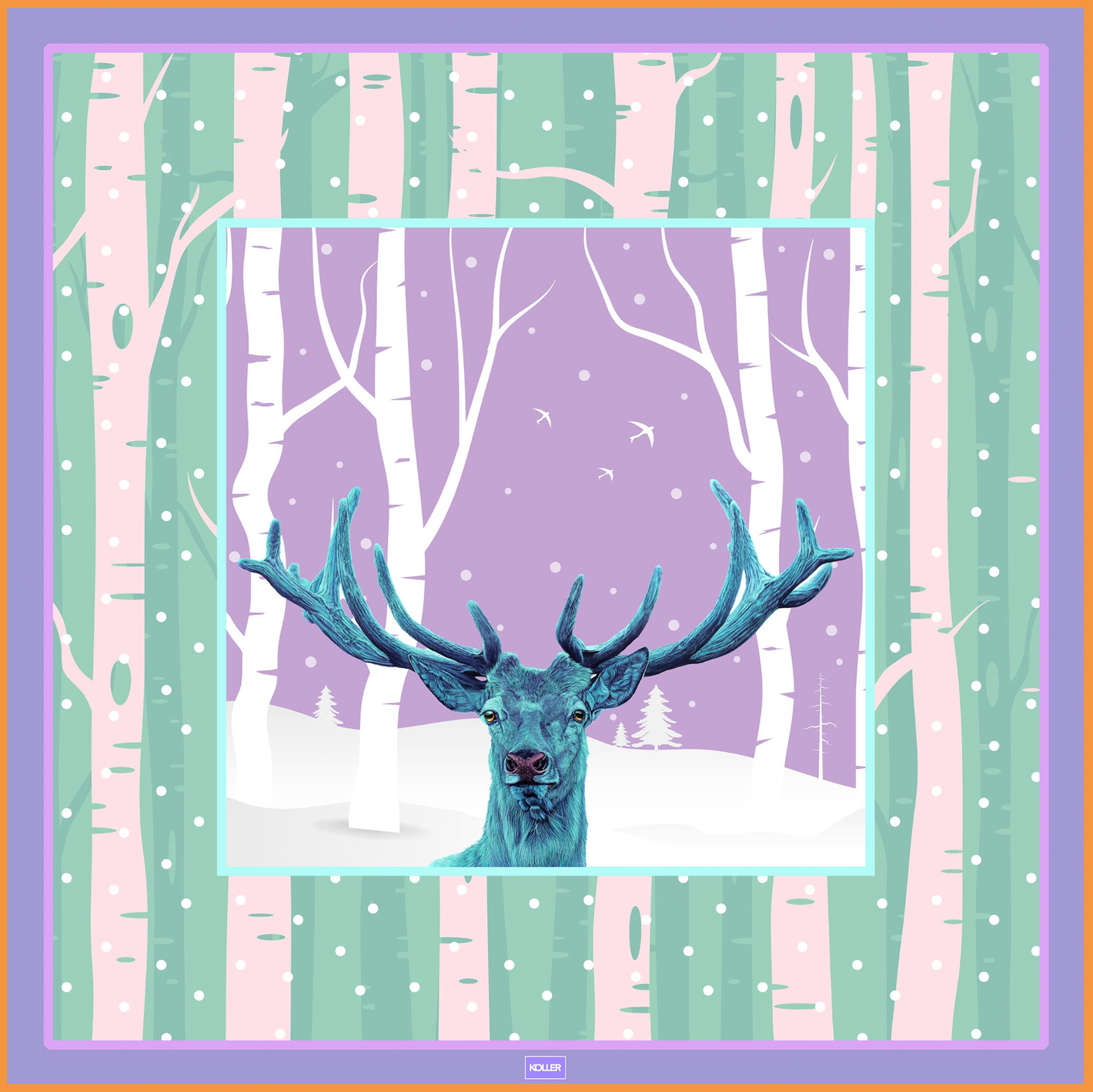 Stag in Winter Landscape