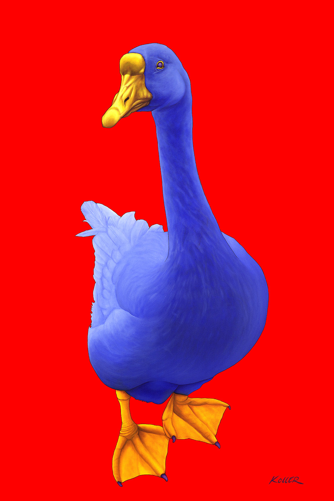 Blue Goose on Red