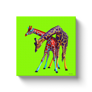 Two Giraffes on Green (on archival canvas)