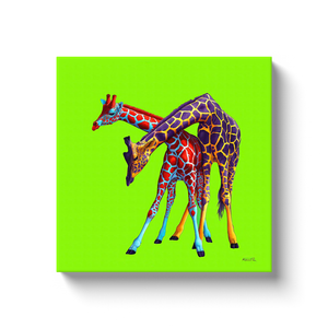 Two Giraffes on Green (on archival canvas)